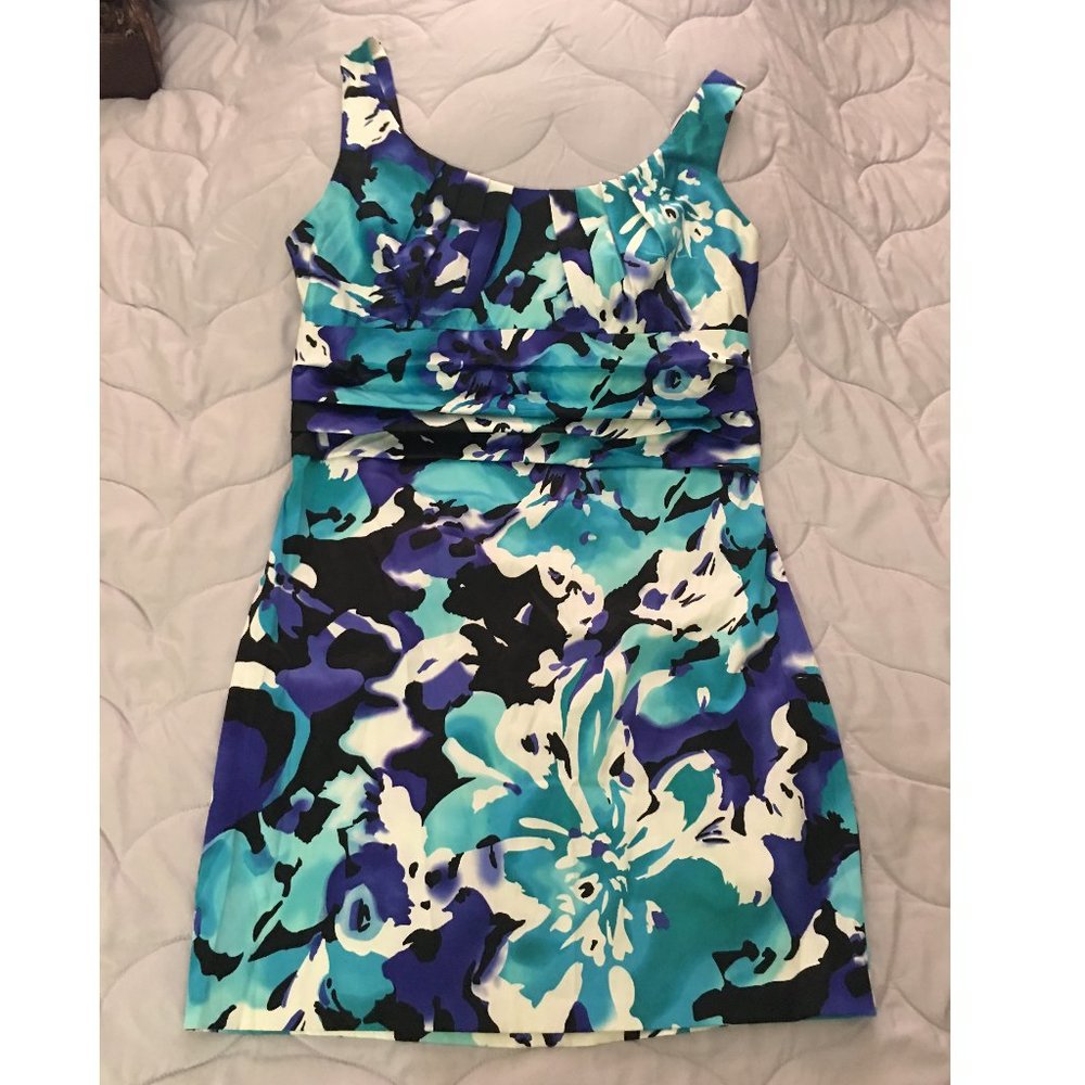 Blue and White Floral Formal Dress